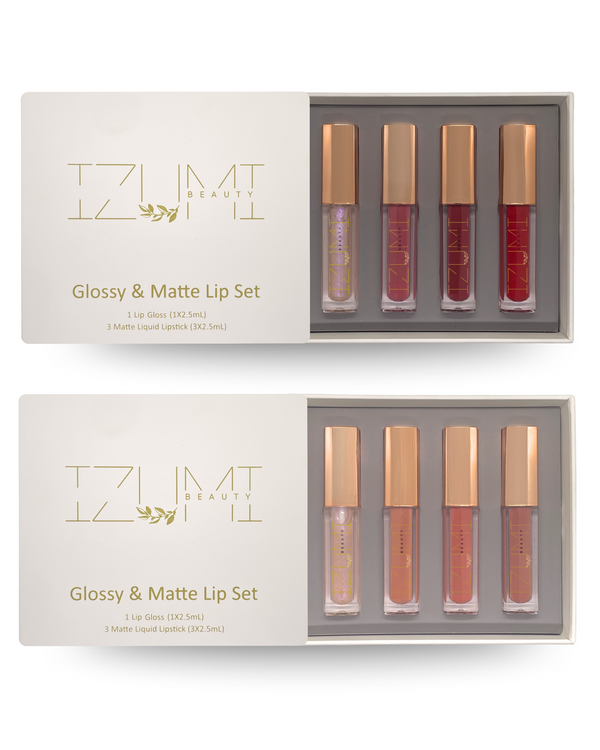 Gloss & Matte Lip Set for Her Versatile Shades for Women Who Love Shine & Comfortable Velvety Matte Colors, Perfect Gift (Set A) - s94 Beauty Hub