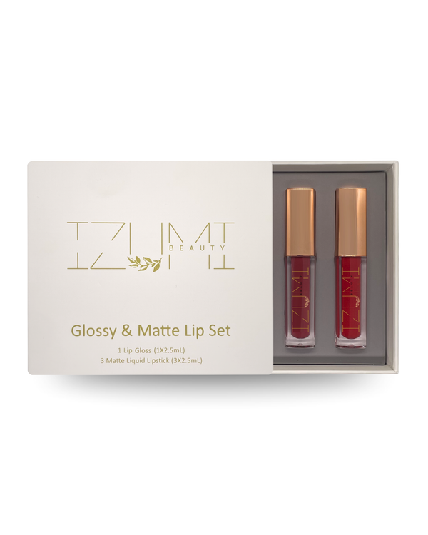 Gloss & Matte Lip Set for Her Versatile Shades for Women Who Love Shine & Comfortable Velvety Matte Colors, Perfect Gift (Set A) - s94 Beauty Hub