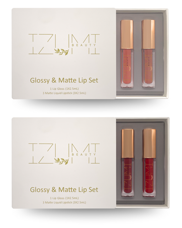 Gloss & Matte Lip Set for Her Versatile Shades for Women Who Love Shine & Comfortable Velvety Matte Colors, Perfect Gift (Set A) - s94 Beauty Hub