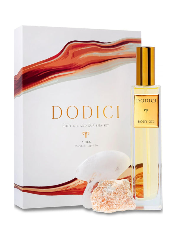 Aries – Body Oil, Gua Sha and Personalized Crystal Set