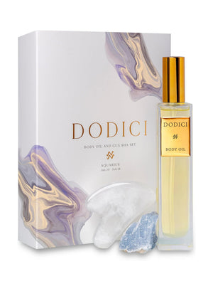 Aquarius – Body Oil, Gua Sha and Personalized Crystal Set