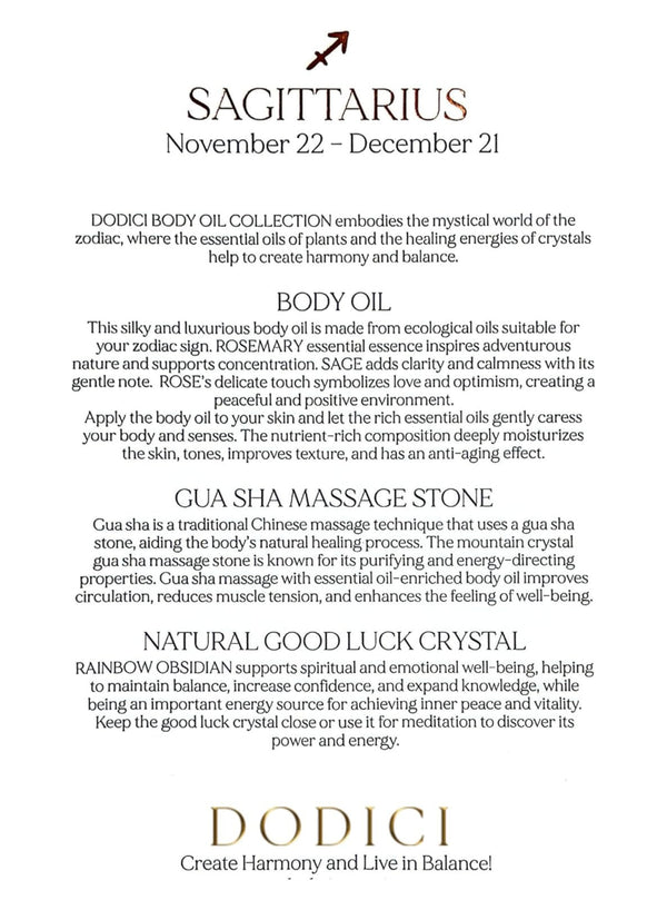 Sagittarius – Body Oil, Gua Sha and Personalized Crystal Set