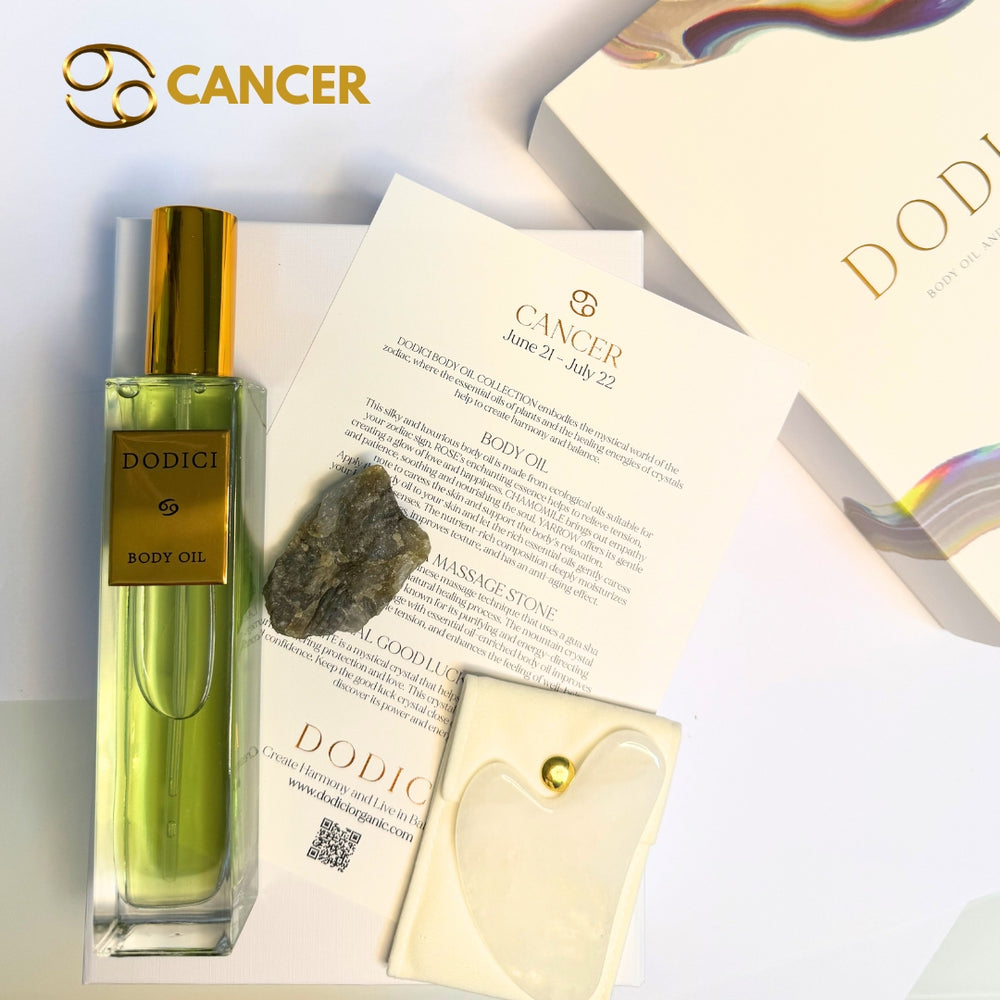 Cancer – Body Oil, Gua Sha and Personalized Crystal Set