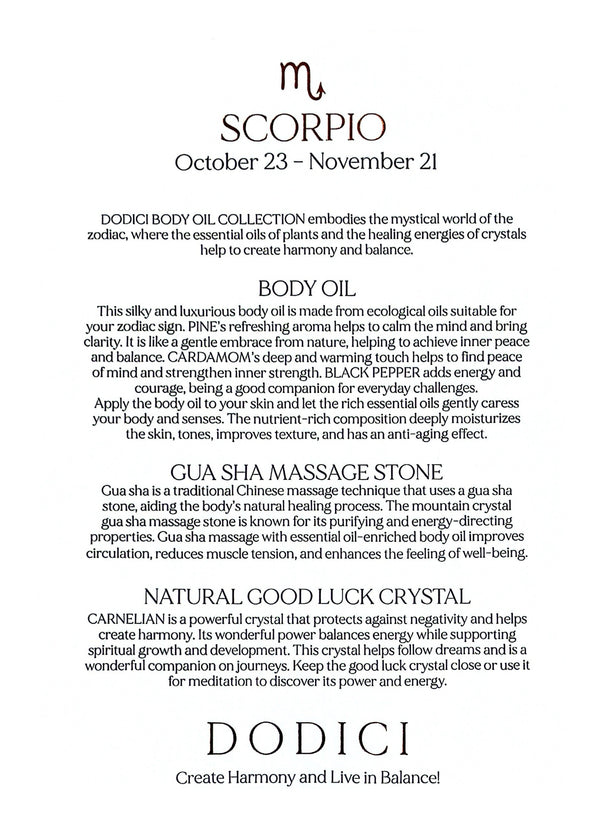 Scorpio – Body Oil, Gua Sha and Personalized Crystal Set