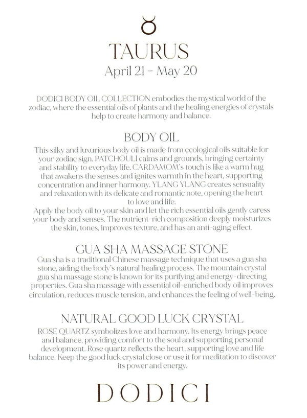 Taurus – Body Oil, Gua Sha and Personalized Crystal Set