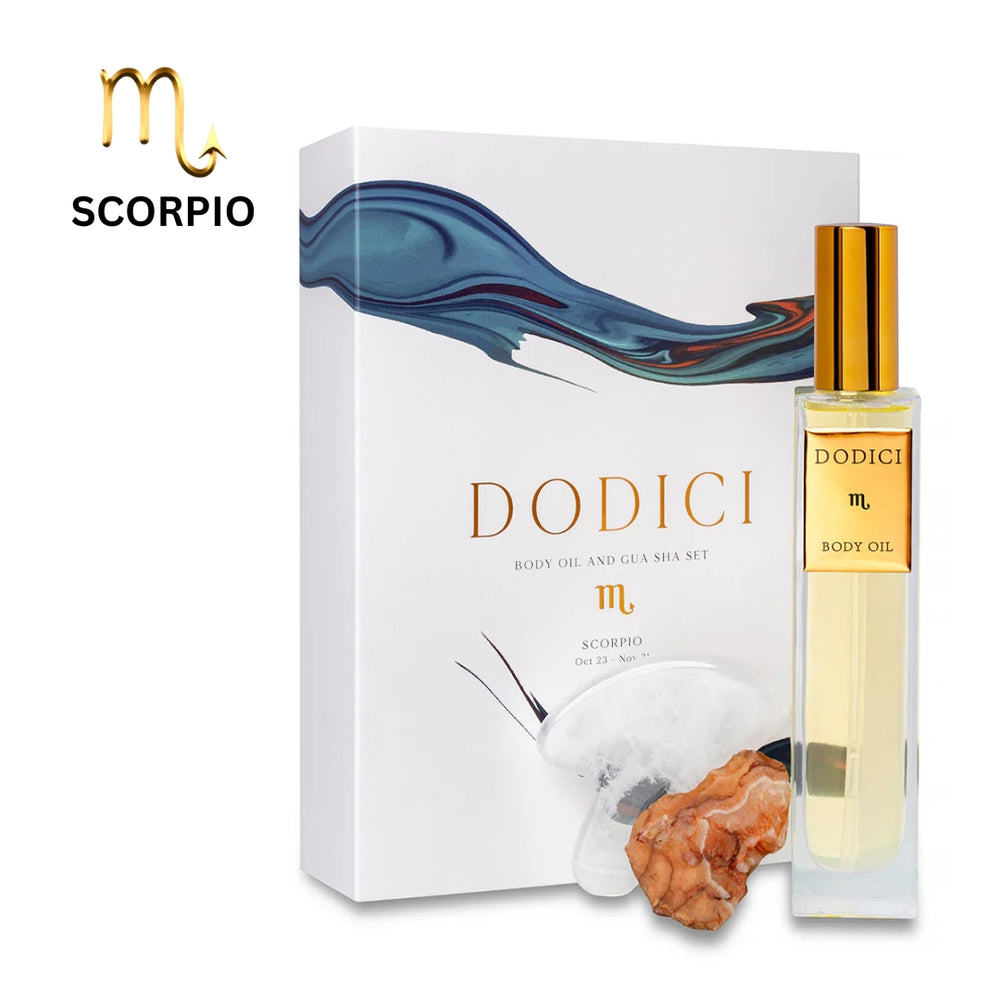 Scorpio – Body Oil, Gua Sha and Personalized Crystal Set