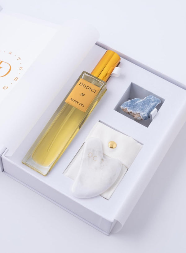 Aquarius – Body Oil, Gua Sha and Personalized Crystal Set