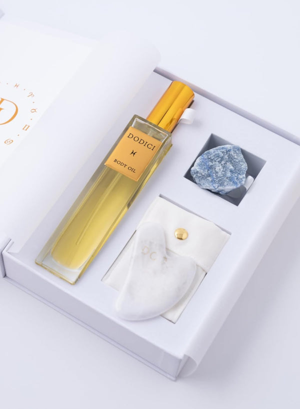 Pisces – Body Oil, Gua Sha and Personalized Crystal Set