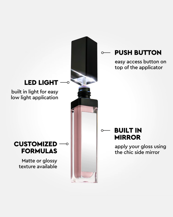 QuickGlow | Achieve Perfect Lips Anywhere - LED Light & Mirror Lip Gloss | Perfect for Travelers, Busy Women, Date Night, Students, Makeup Lovers (Skintight)