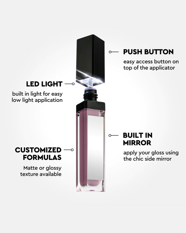 QuickGlow | Achieve Perfect Lips Anywhere - LED Light & Mirror Lip Gloss | Perfect for Travelers, Busy Women, Date Night, Students, Makeup Lovers (Abigael)