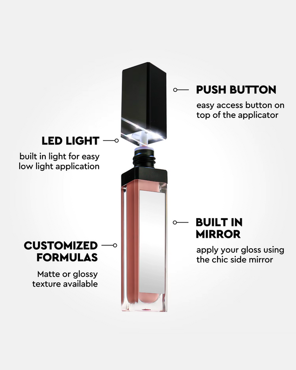QuickGlow | Achieve Perfect Lips Anywhere - LED Light & Mirror Lip Gloss | Perfect for Travelers, Busy Women, Date Night, Students, Makeup Lovers (Rouge)