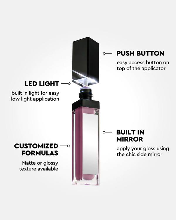QuickGlow | Achieve Perfect Lips Anywhere - LED Light & Mirror Lip Gloss | Perfect for Travelers, Busy Women, Date Night, Students, Makeup Lovers (Nibble)