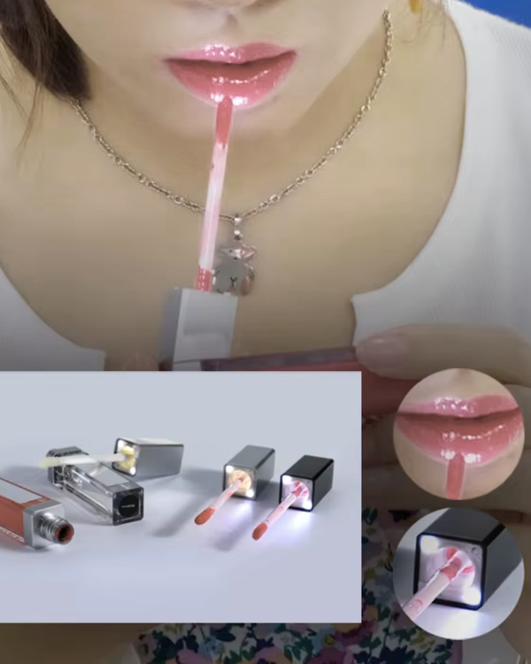 QuickGlow | Achieve Perfect Lips Anywhere - LED Light & Mirror Lip Gloss | Perfect for Travelers, Busy Women, Date Night, Students, Makeup Lovers (Cinnamon)
