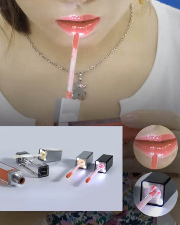 QuickGlow | Achieve Perfect Lips Anywhere - LED Light & Mirror Lip Gloss | Perfect for Travelers, Busy Women, Date Night, Students, Makeup Lovers (Peach)