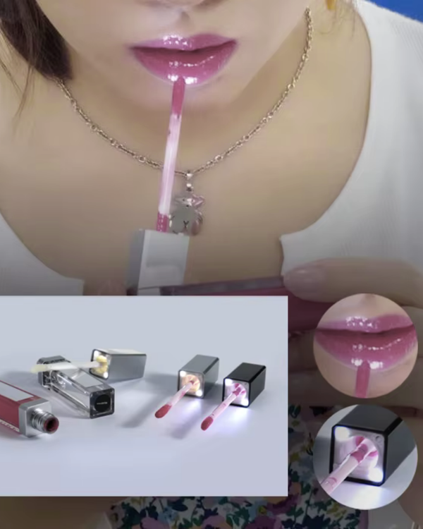 QuickGlow | Achieve Perfect Lips Anywhere - LED Light & Mirror Lip Gloss | Perfect for Travelers, Busy Women, Date Night, Students, Makeup Lovers (Nibble)