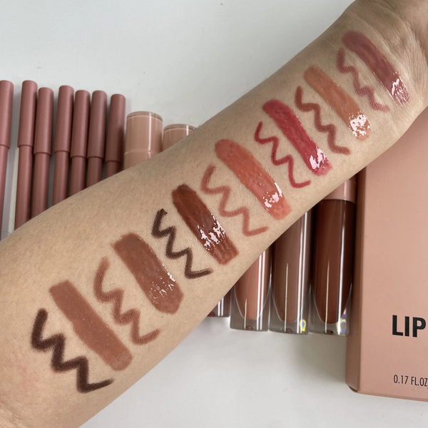 Izumi Beauty Lip Liner and Gloss Set - Nude Brown Lip Combo Kit - Long Lasting, Creamy Lip Pencil & High-Shine Gloss - Perfect Lip Makeup Kit for Women