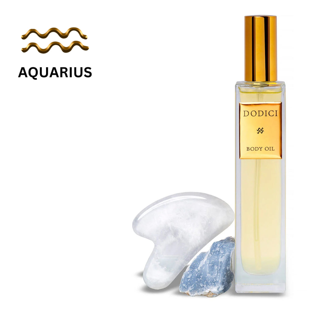 Aquarius – Body Oil and Gua Sha and Personalized Crystal Set