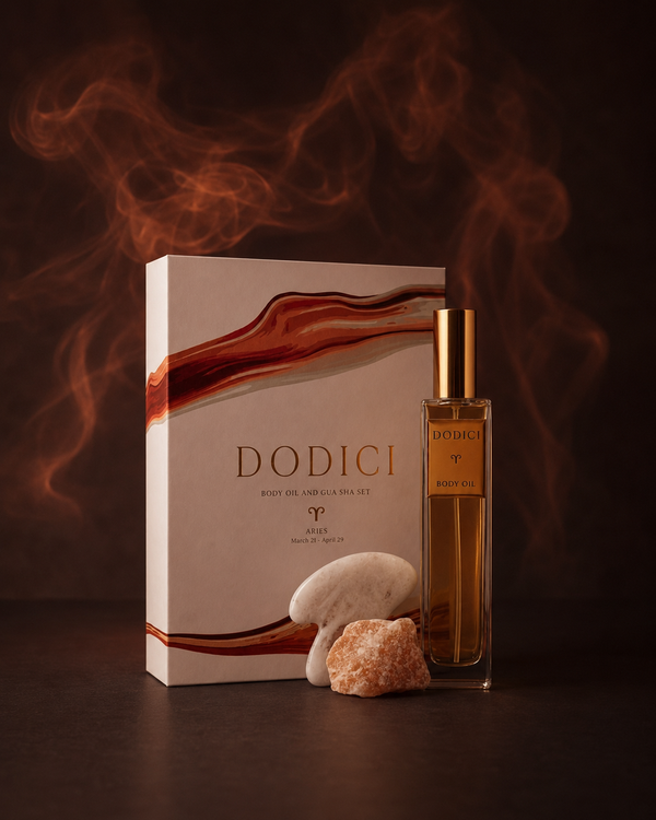Aries – Body Oil, Gua Sha and Personalized Crystal Set