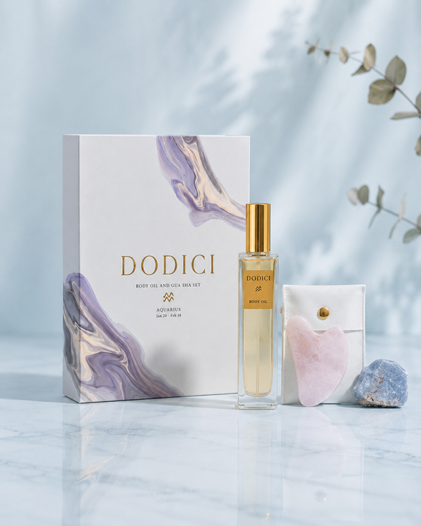 Aquarius – Body Oil, Gua Sha and Personalized Crystal Set