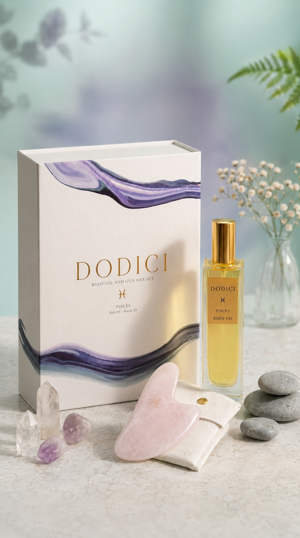 Pisces – Body Oil, Gua Sha and Personalized Crystal Set