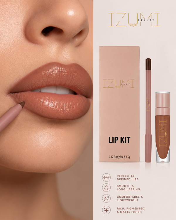 Izumi Beauty Nude Brown Lip Liner and Gloss Set– Nude Brown Combo (Kit #5)