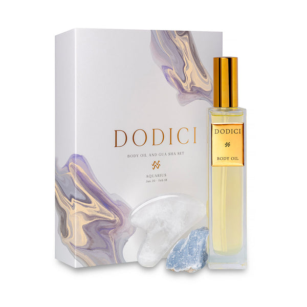 Aquarius – Body Oil and Gua Sha and Personalized Crystal Set