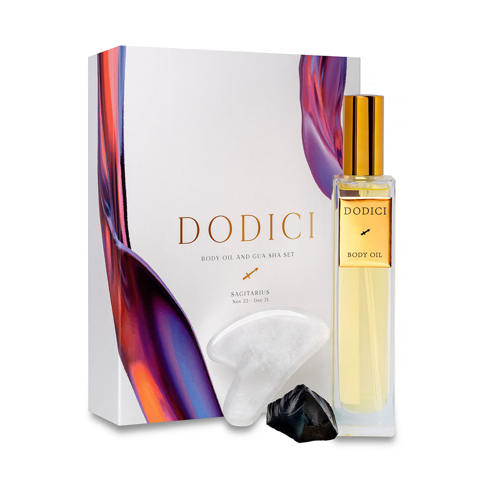 Sagittarius – Body Oil, Gua Sha and Personalized Crystal Set