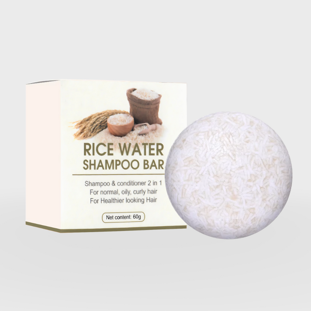 Travel size rice water shampoo bar for hair growth and repair
