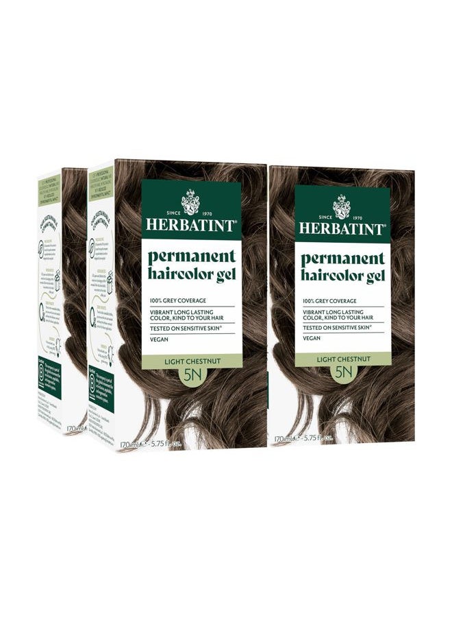 Permanent Hair Dye - 5N Light Chestnut - For Up To 100% Gray Coverage of Resistant Gray Hair - Ammonia-Free, Alcohol-Free & Vegan - Salon Influenced Hair color 5.75 fl oz (4 Pack)