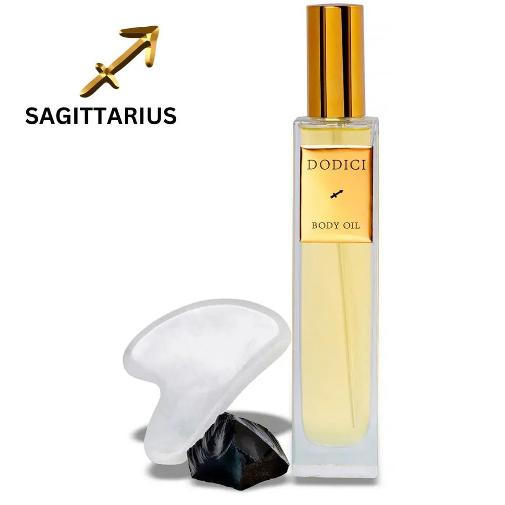 Sagittarius – Body Oil, Gua Sha and Personalized Crystal Set - S94beautyhub